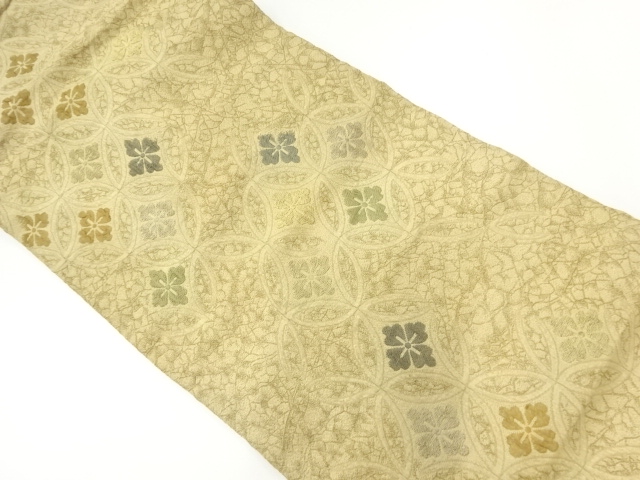 アンティーク　花七宝模様織出し名古屋帯（材料）